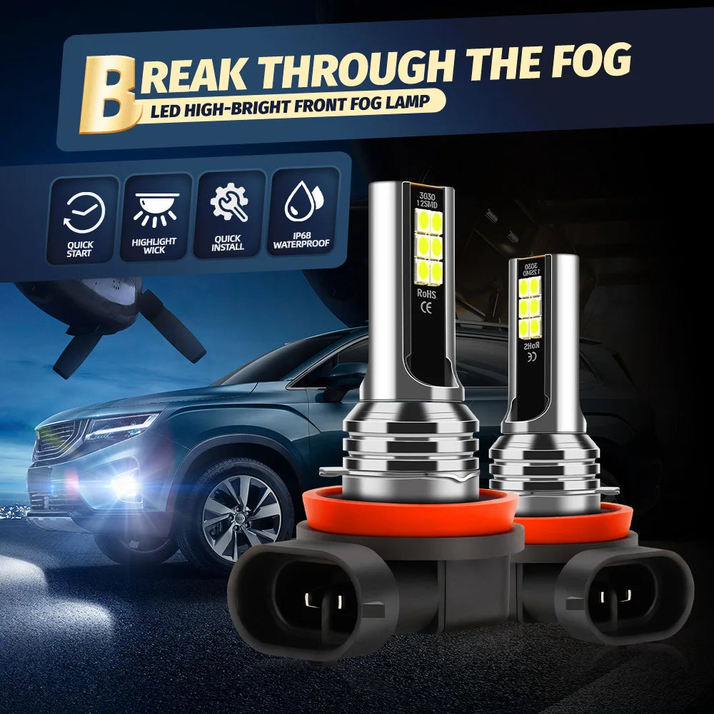 H11 Led Bulbs Mini Car Fog Lights Headlight Wireless Plug&Play Automotive Lamp 12V 6000K For Nissan Versa 2012 2013 2014-2019