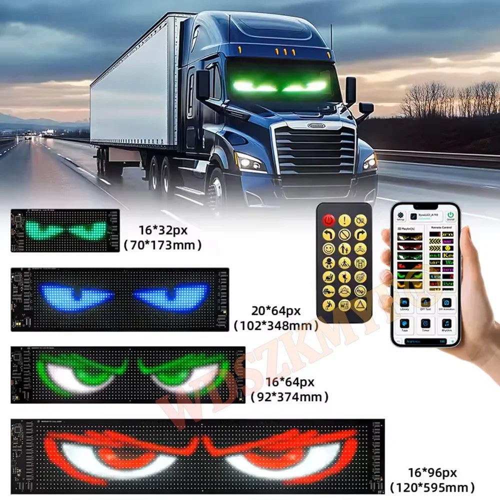 Devil Eyes Multifunctional Bright Bluetooth APP Control LED Light for Car Windshield Flexible Programmable Scrolling LED Display