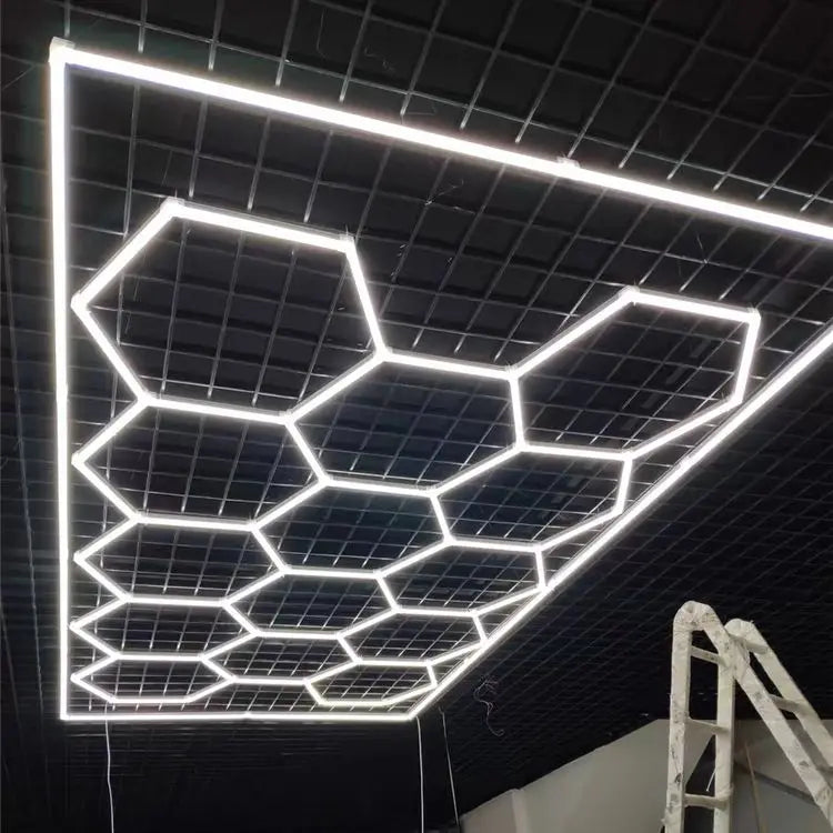 Customized Garage Light Hexagon Lights lamp 110V-240V Led Tube Honeycomb Ceiling Lighting For Auto Car Body Repair Led Workshop