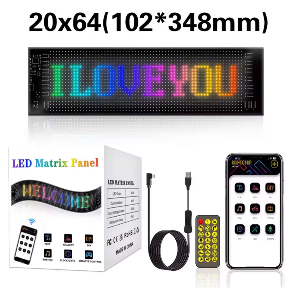 Devil Eyes Multifunctional Bright Bluetooth APP Control LED Light for Car Windshield Flexible Programmable Scrolling LED Display