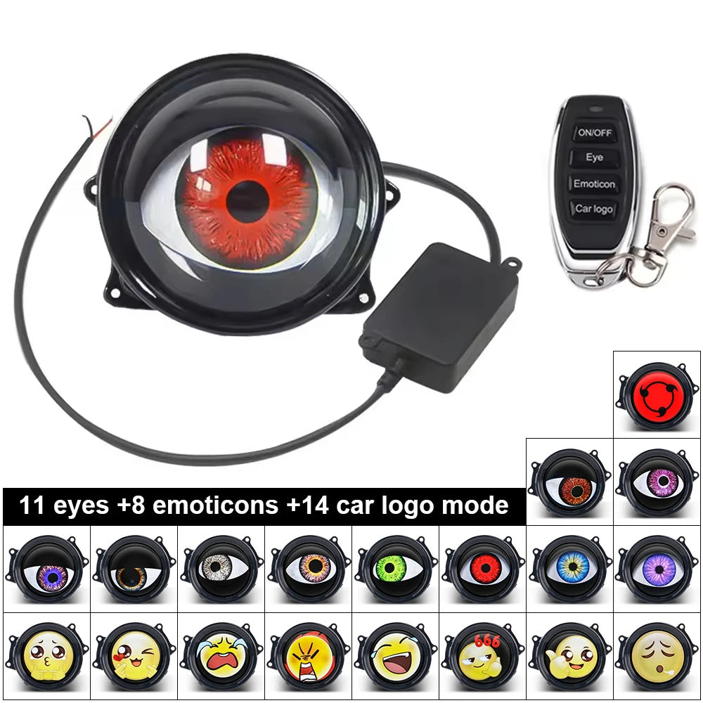 Devil's Eye Dynamic Car Headlight Auto Accessories 3-inch Front Lighting Decoration Retrofit Kits With Remote Control 33Mode 12V