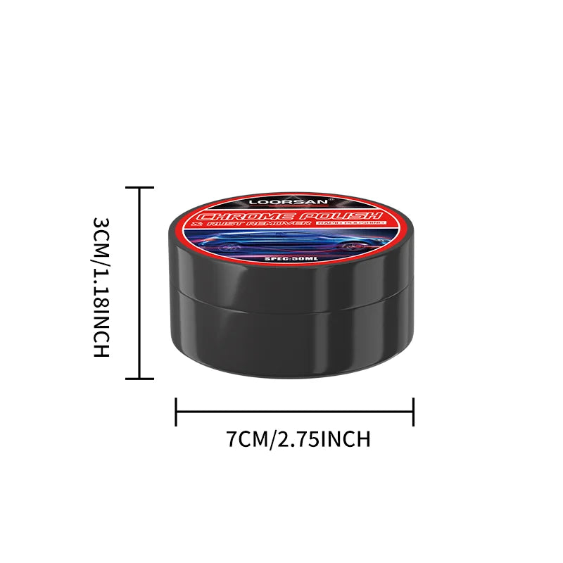 Loorsan Car Chrome Polish & Rust Remover Paste For Door Handle Trim Headlight Bumper Restoration 50ML
