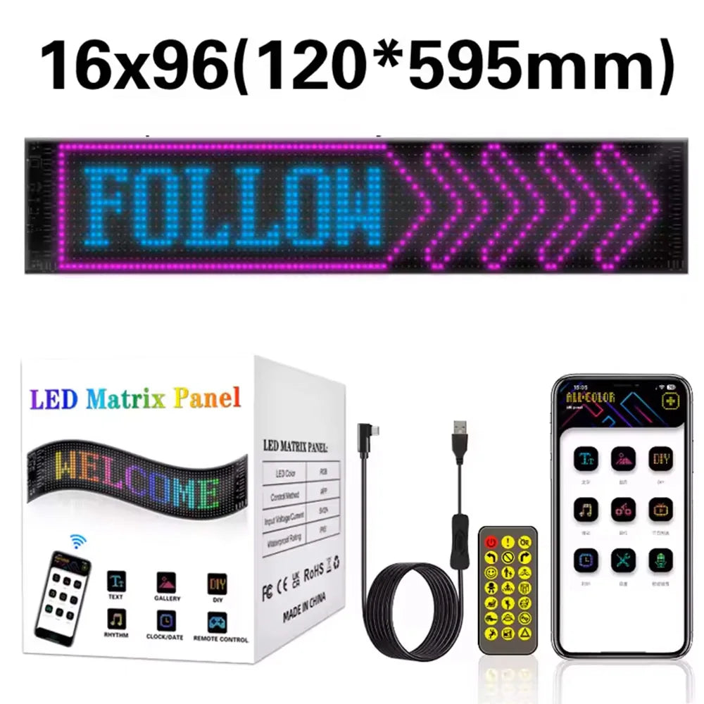 Devil Eyes Multifunctional Bright Bluetooth APP Control LED Light for Car Windshield Flexible Programmable Scrolling LED Display