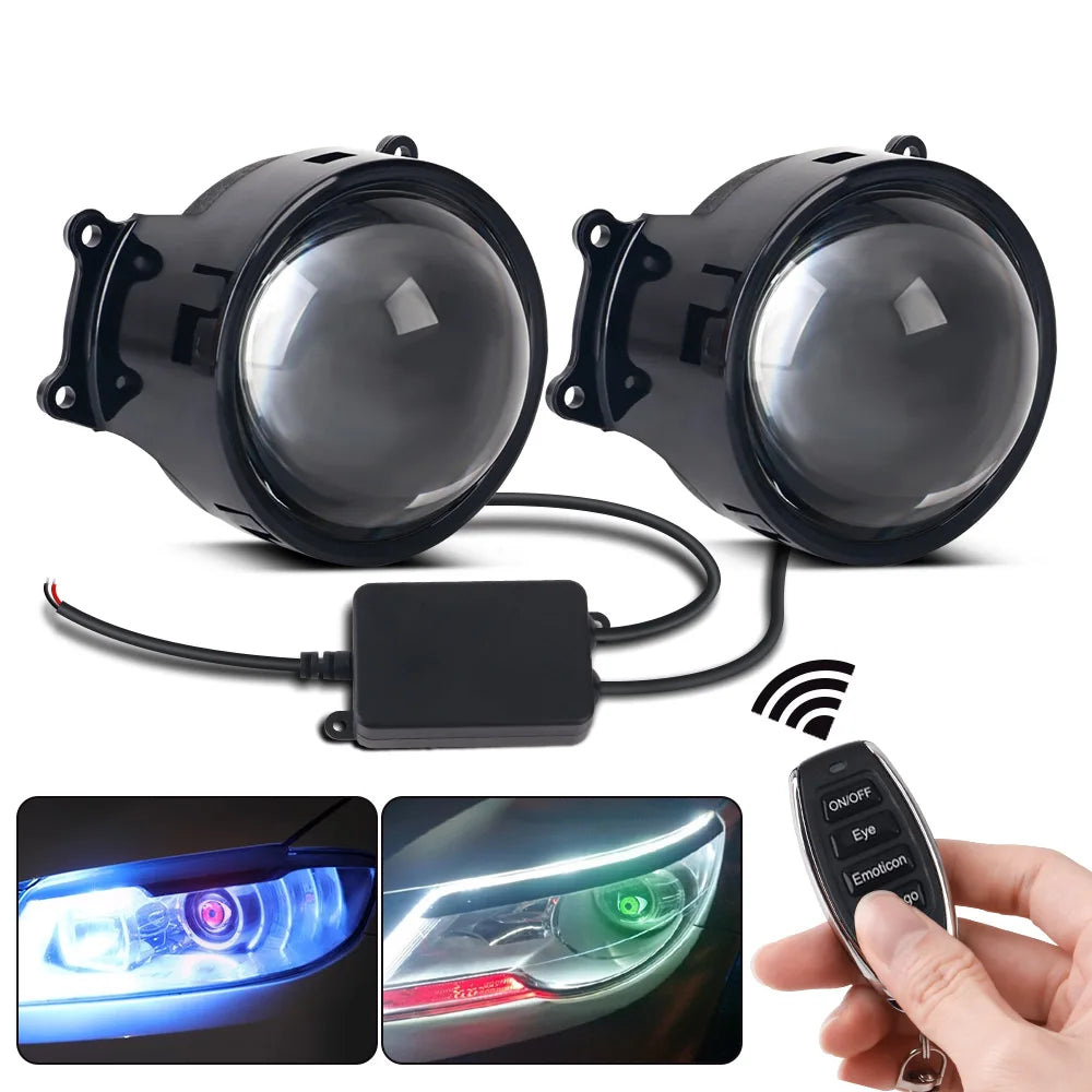 Devil's Eye Dynamic Car Headlight Auto Accessories 3-inch Front Lighting Decoration Retrofit Kits With Remote Control 33Mode 12V