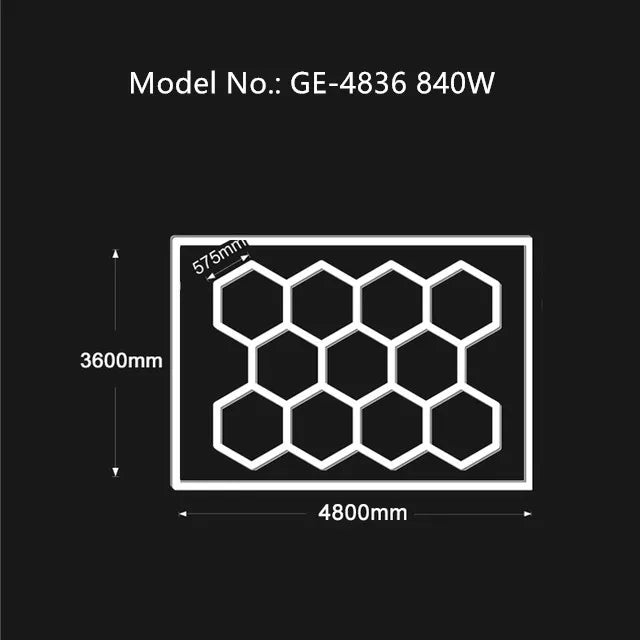 Customized Garage Light Hexagon Lights lamp 110V-240V Led Tube Honeycomb Ceiling Lighting For Auto Car Body Repair Led Workshop