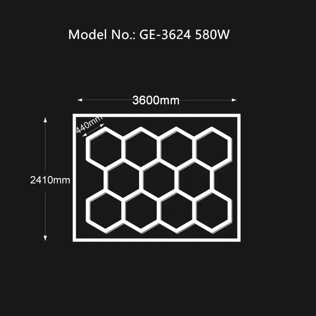 Customized Garage Light Hexagon Lights lamp 110V-240V Led Tube Honeycomb Ceiling Lighting For Auto Car Body Repair Led Workshop